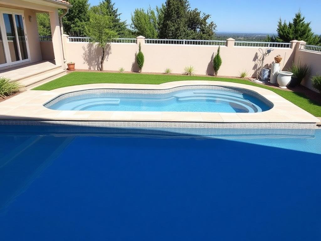 Même piscine après rénovation avec nouveau liner et margelles claires